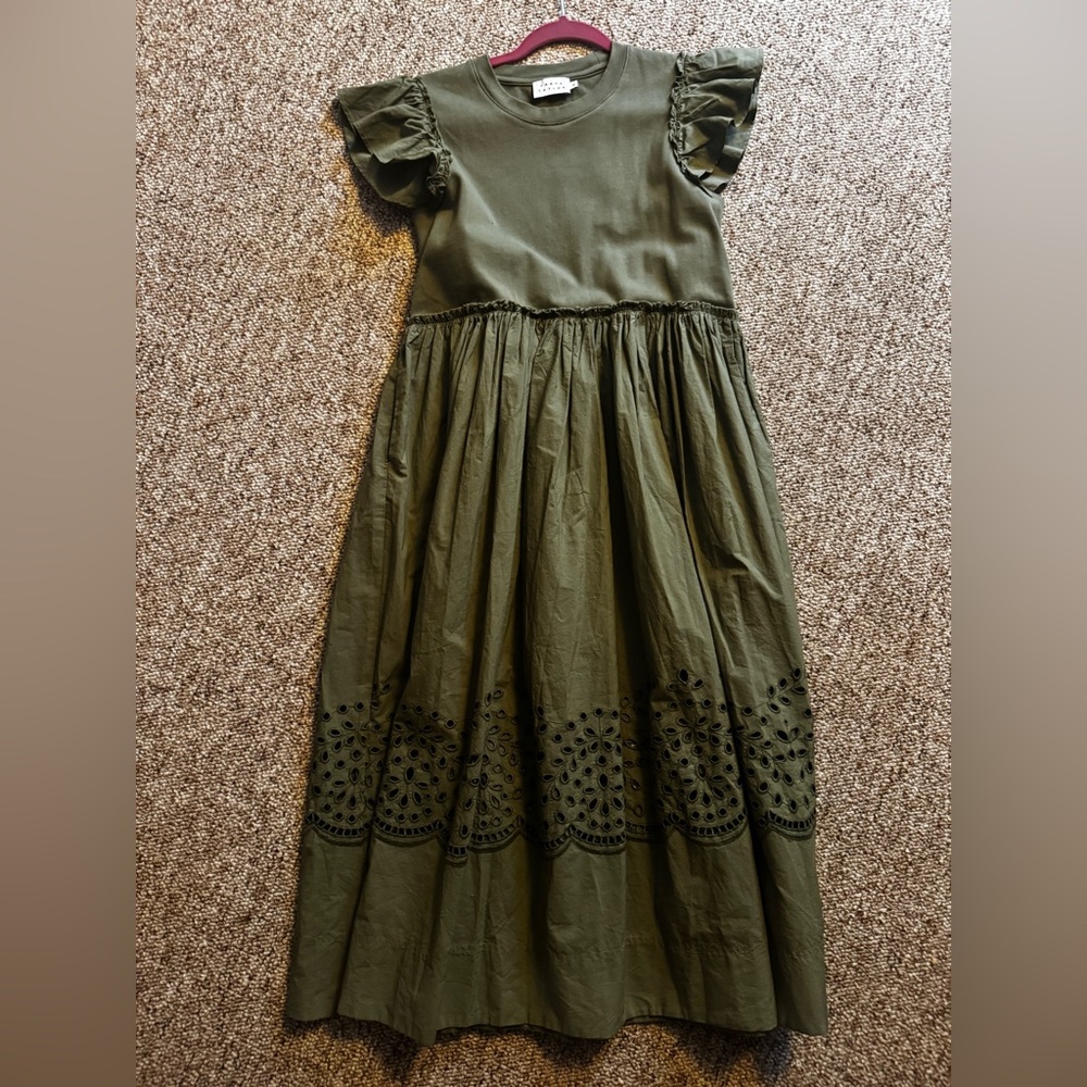 Tanya Taylor Green Smocked Tiered Sundress Medium - Picture 2 of 5